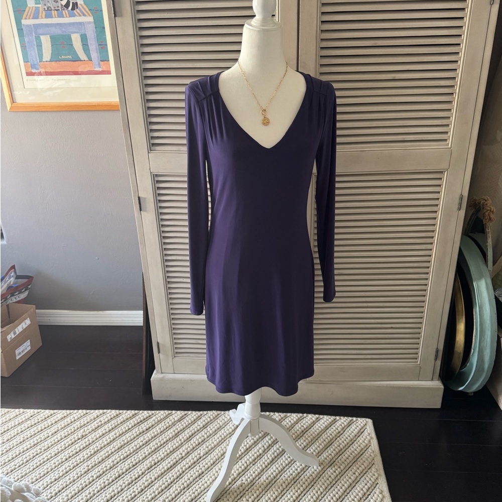 Purple V-neck dress